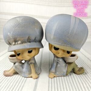 Vintage UCTCI Japan Ceramic Figurines Rare Set Boy Girl 7” Collectible
